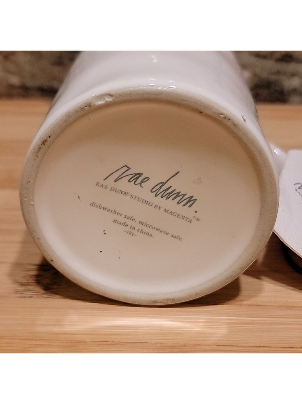 Rae Dunn COFFEE Studio Collection Mug Cup 15 oz Beige And Blue Inside NEW - Picture 6 of 6